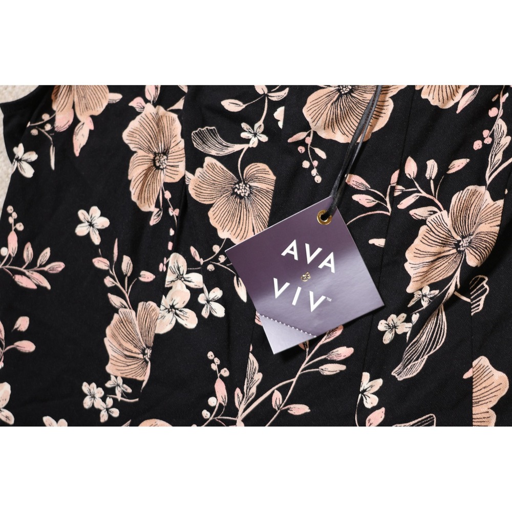 Ava & Viv Womens Black Tan Floral Sleeveless Ruffle Hem Maxi Dress Size 24 NWT - Picture 3 of 7
